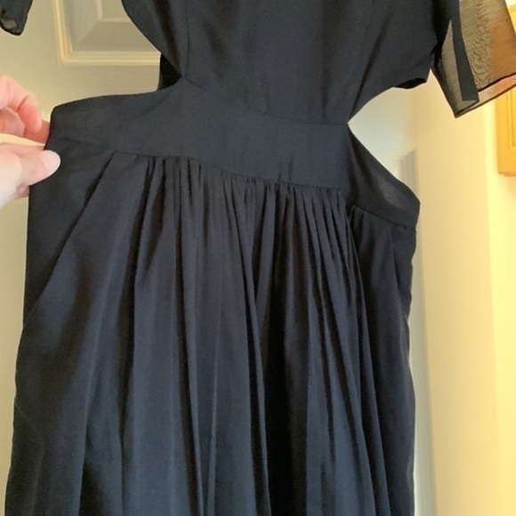 EUC Morgane Le Fay black silk cut out waist gathered dress - Picture 3 of 8